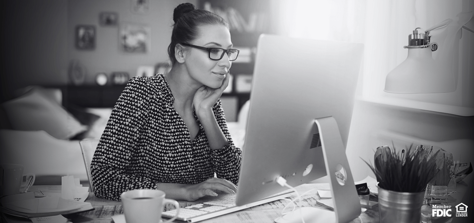 A business owner looks over the Business Money Market account details before applying.
